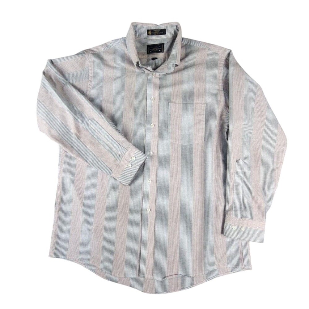 The Arrow Company Dress Shirt Mens 16.5 32/33 Blue Stripe Non Iron Long Sleeve
